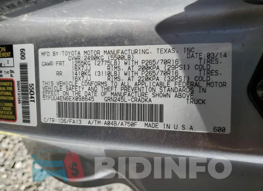 5TFUU4EN6EX098645 Photo# 12