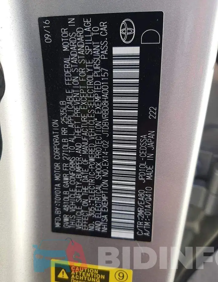 JTDBVRBD8HA001157 Photo# 12
