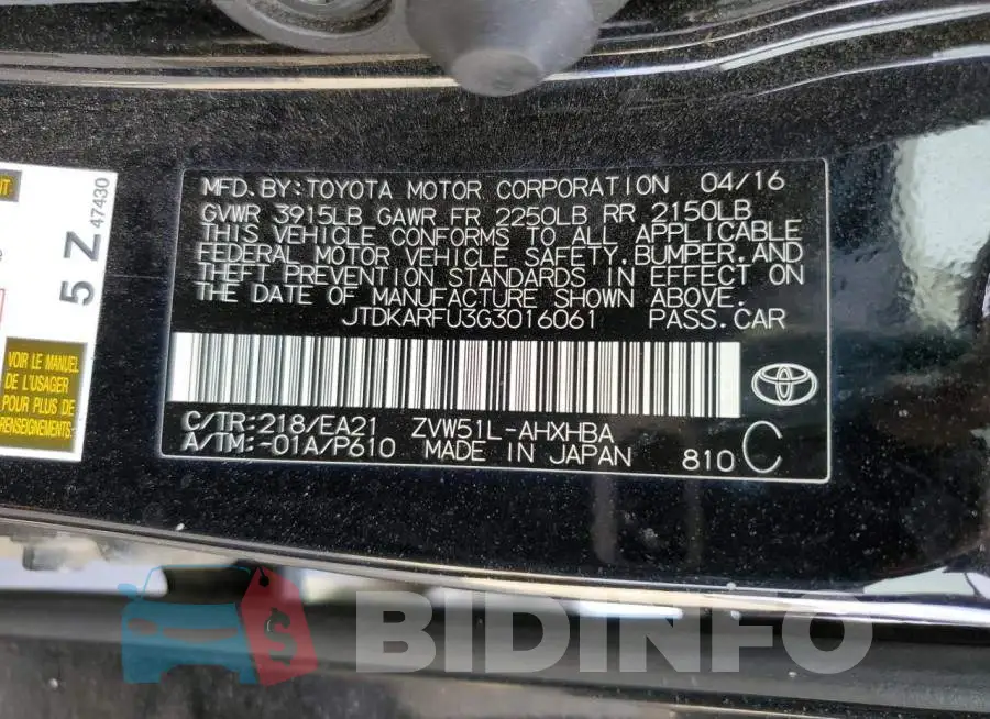 JTDKARFU3G3016061 Photo# 12