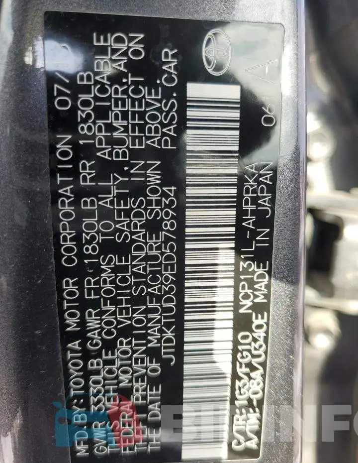 JTDKTUD39ED578934 Photo# 13