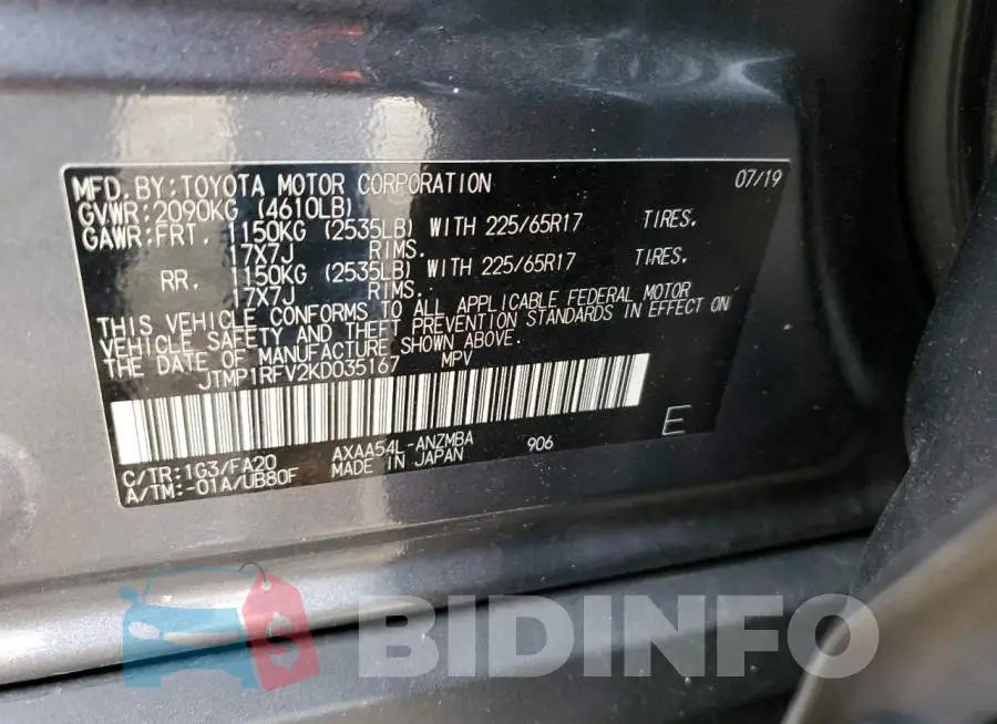 JTMP1RFV2KD035167 Photo# 13