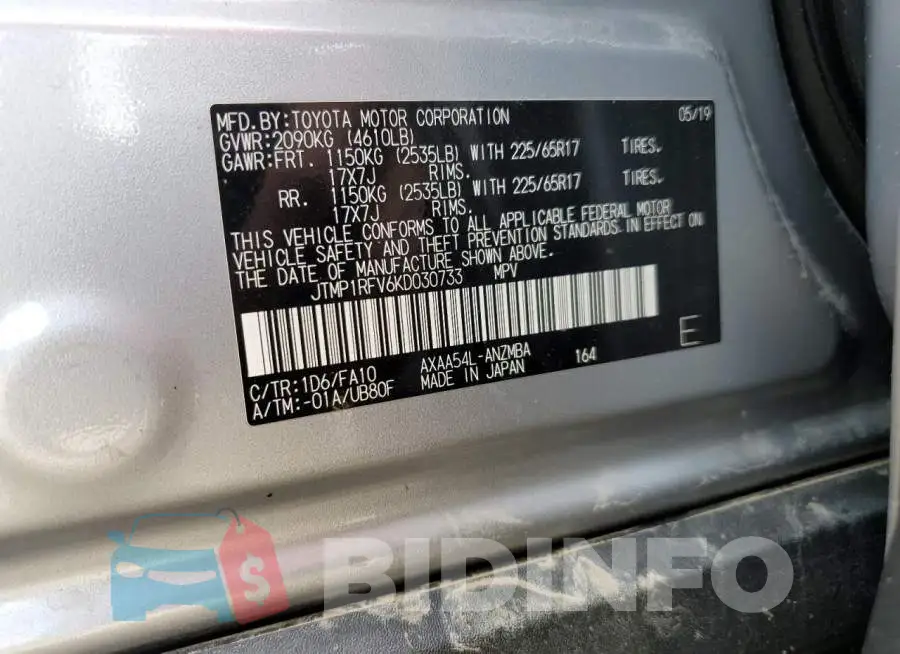 JTMP1RFV6KD030733 Photo# 13