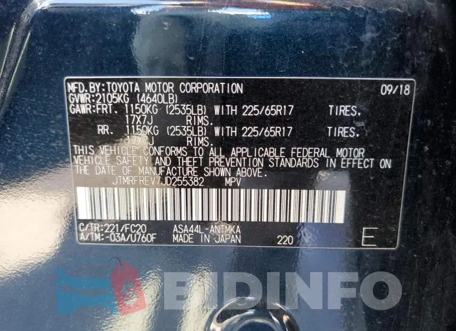 JTMRFREV7JD255382 Photo# 13