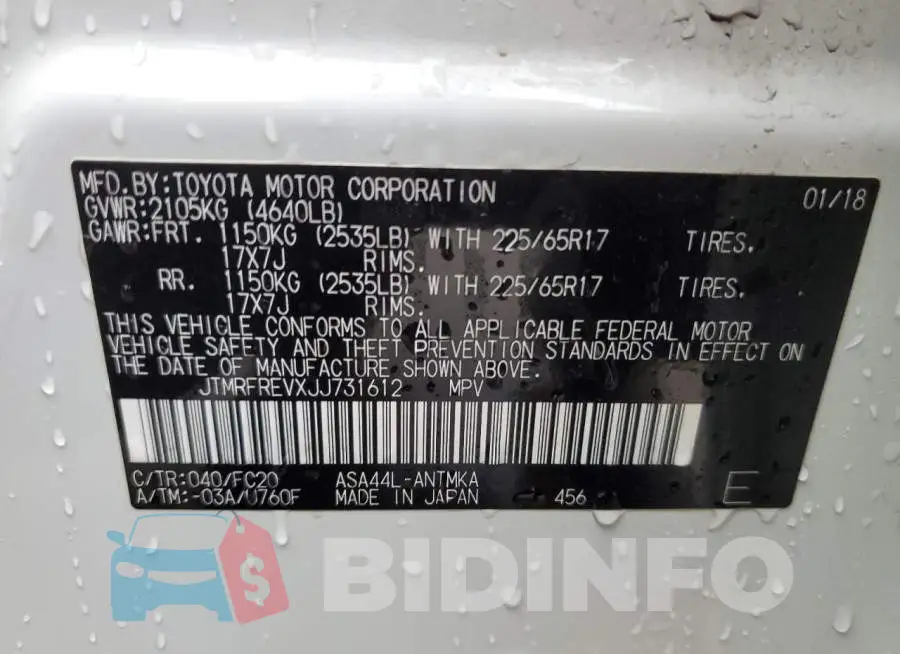 JTMRFREVXJJ731612 Photo# 14