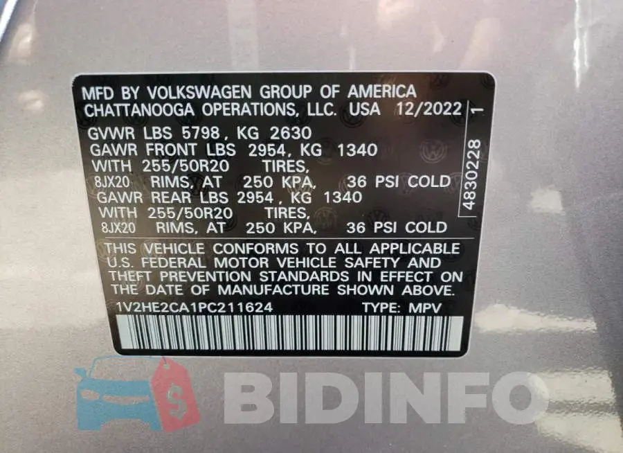 1V2HE2CA1PC211624 Photo# 13