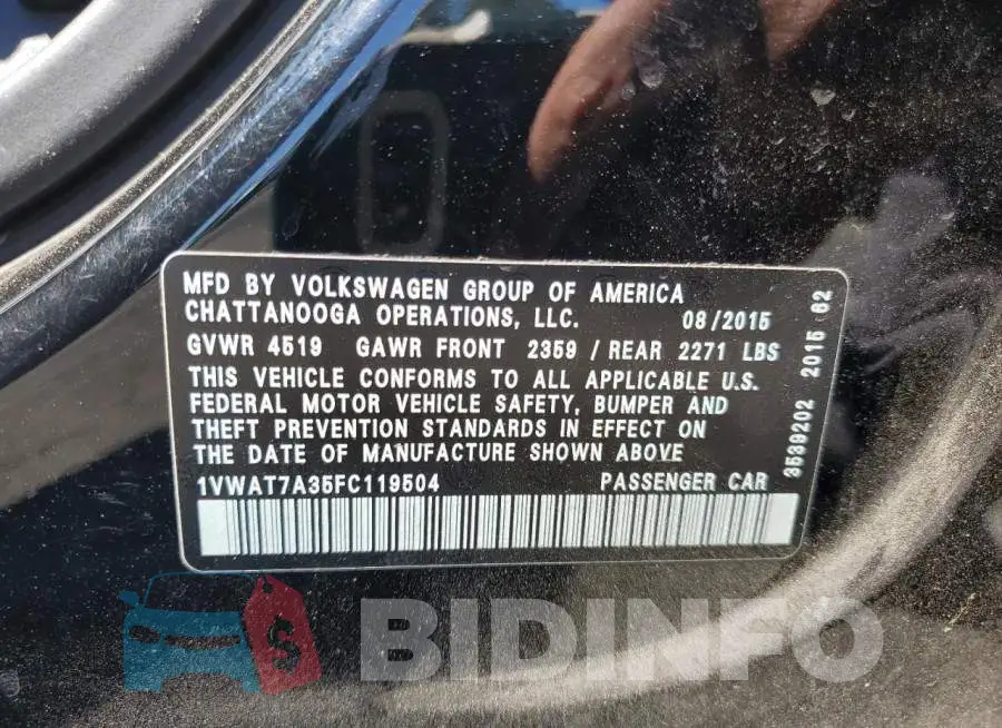 1VWAT7A35FC119504 Photo# 13