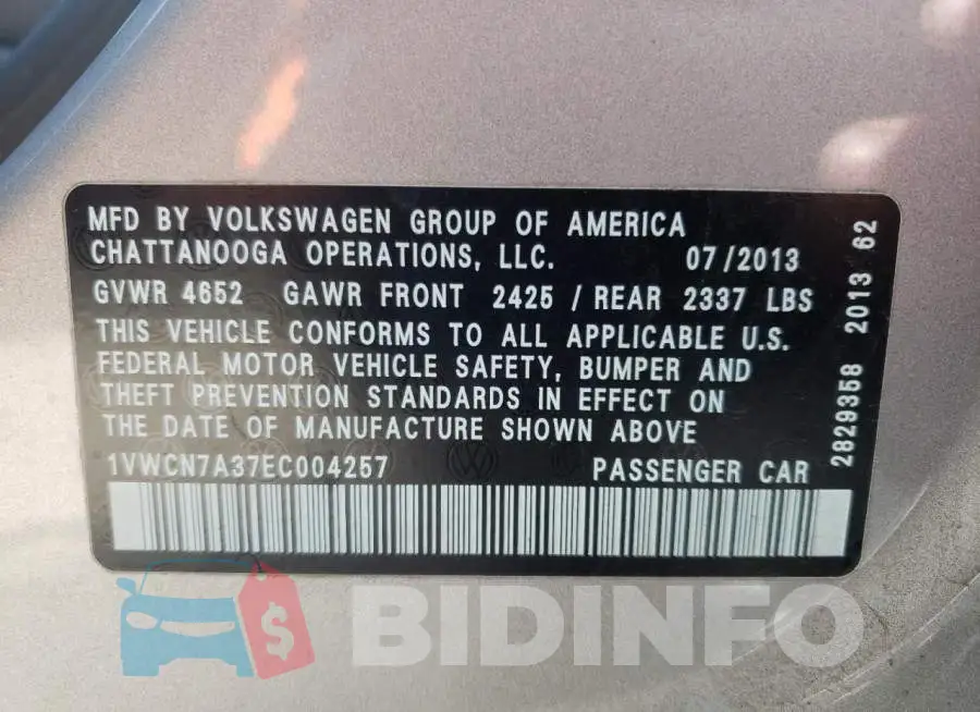 1VWCN7A37EC004257 Photo# 12