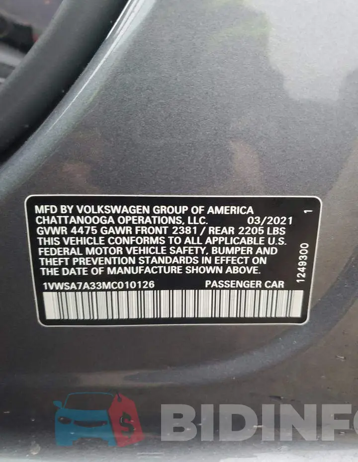 1VWSA7A33MC010126 Photo# 12
