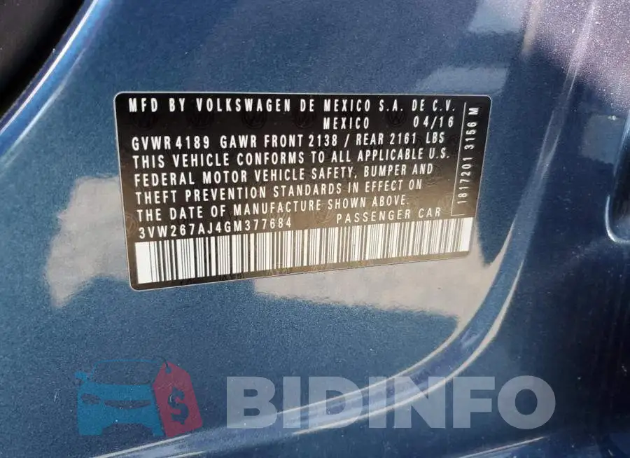 3VW267AJ4GM377684 Photo# 12