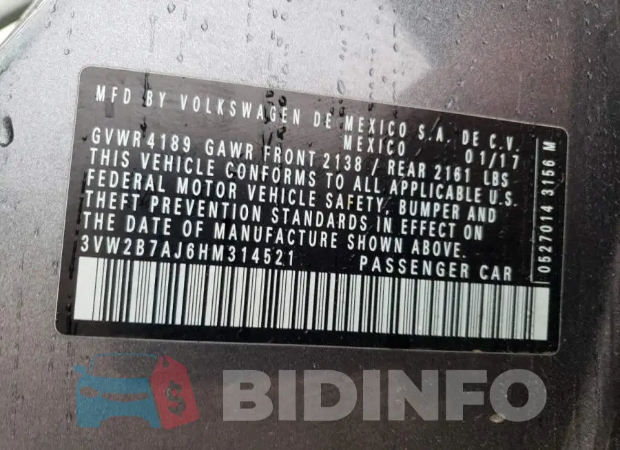 3VW2B7AJ6HM314521 Photo# 12