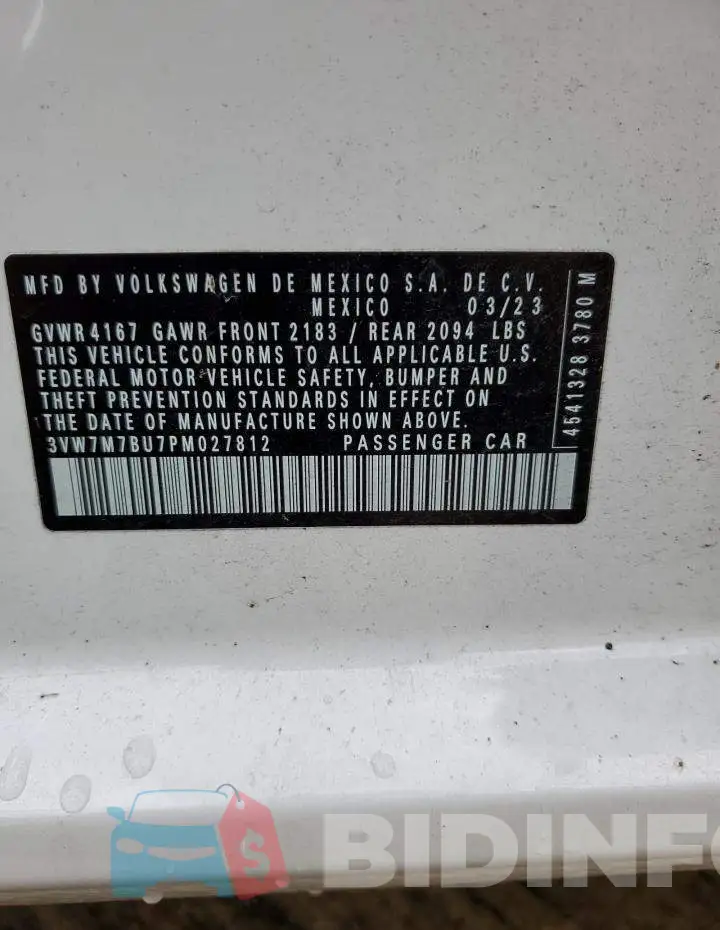 3VW7M7BU7PM027812 Photo# 13