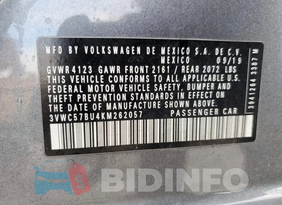 3VWC57BU4KM262057 Photo# 12