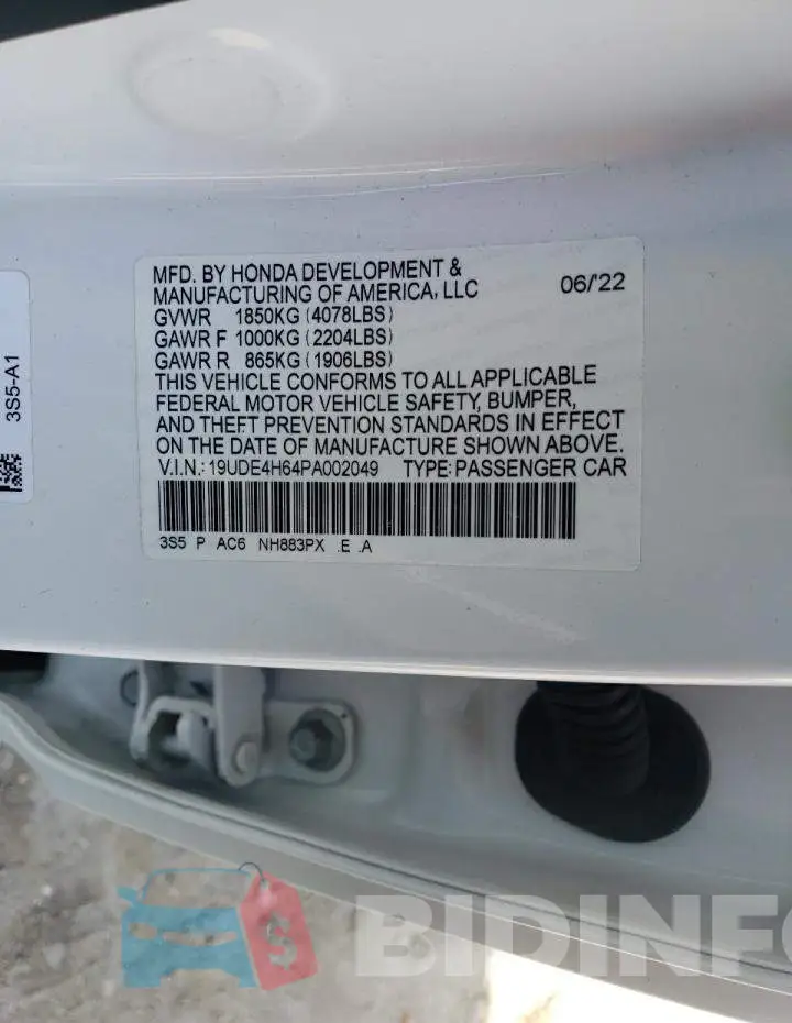 19UDE4H64PA002049 Photo# 12