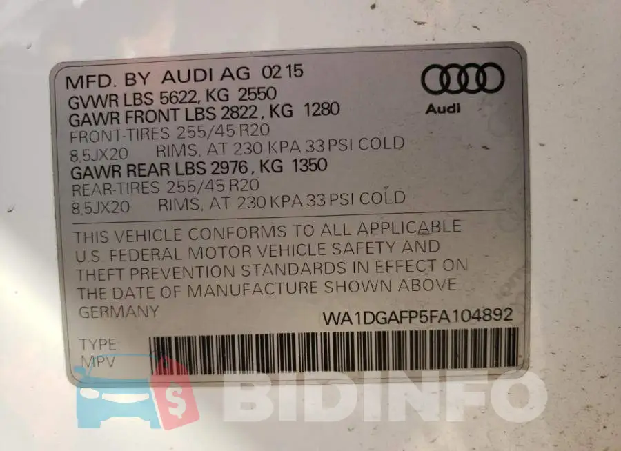 WA1DGAFP5FA104892 Photo# 12