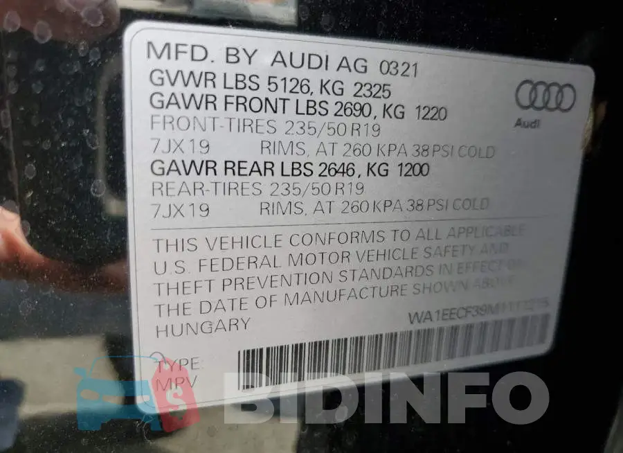 WA1EECF39M1111215 Photo# 12