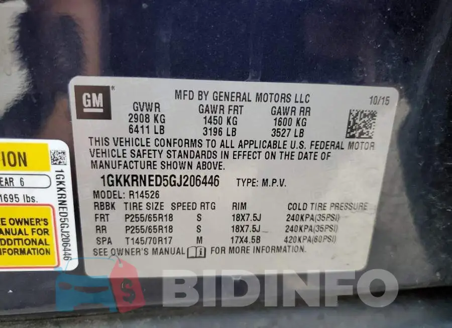 1GKKRNED5GJ206446 Photo# 13
