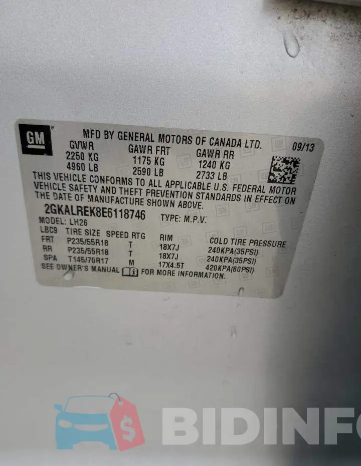 2GKALREK8E6118746 Photo# 13