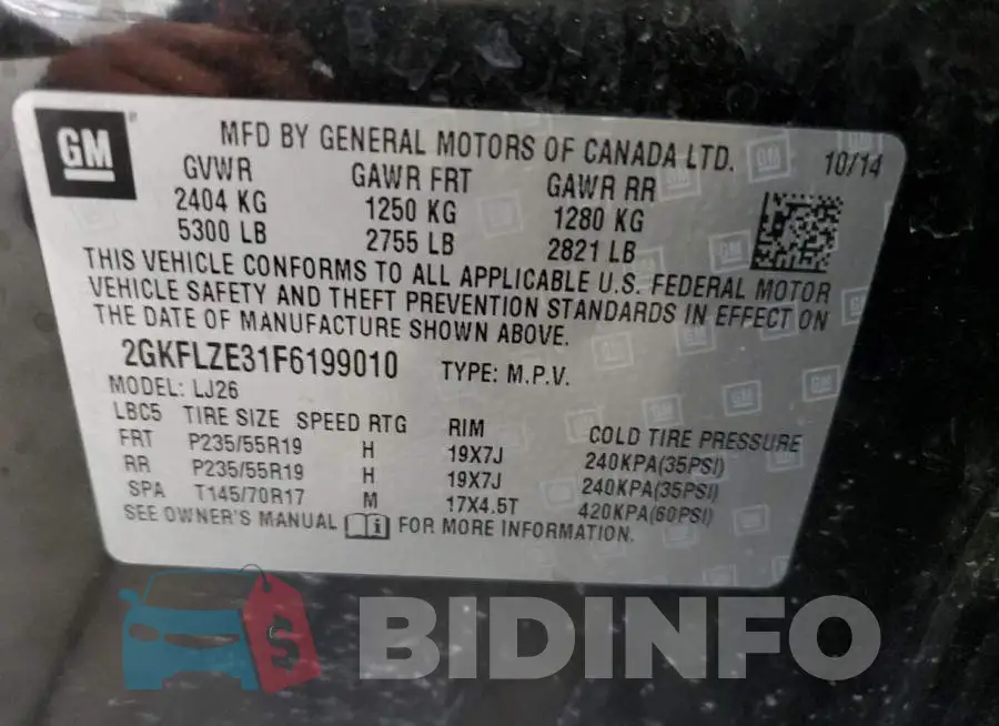 2GKFLZE31F6199010 Photo# 13