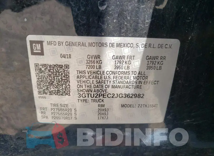 3GTU2PEC2JG362982 Photo# 12