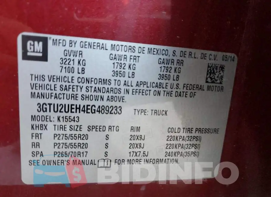 3GTU2UEH4EG489233 Photo# 12