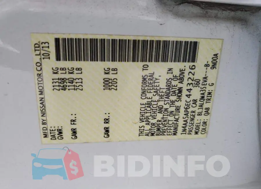 1N4AA5AP6EC443226 Photo# 13
