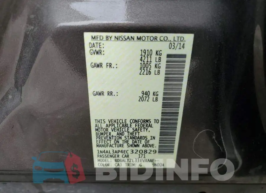 1N4AL3AP4EC320829 Photo# 12