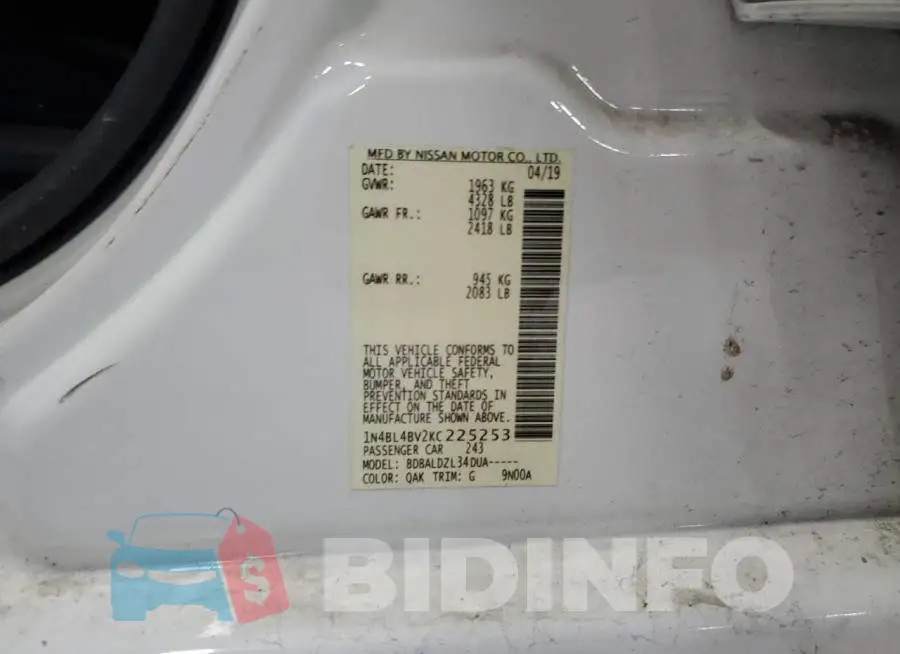 1N4BL4BV2KC225253 Photo# 12