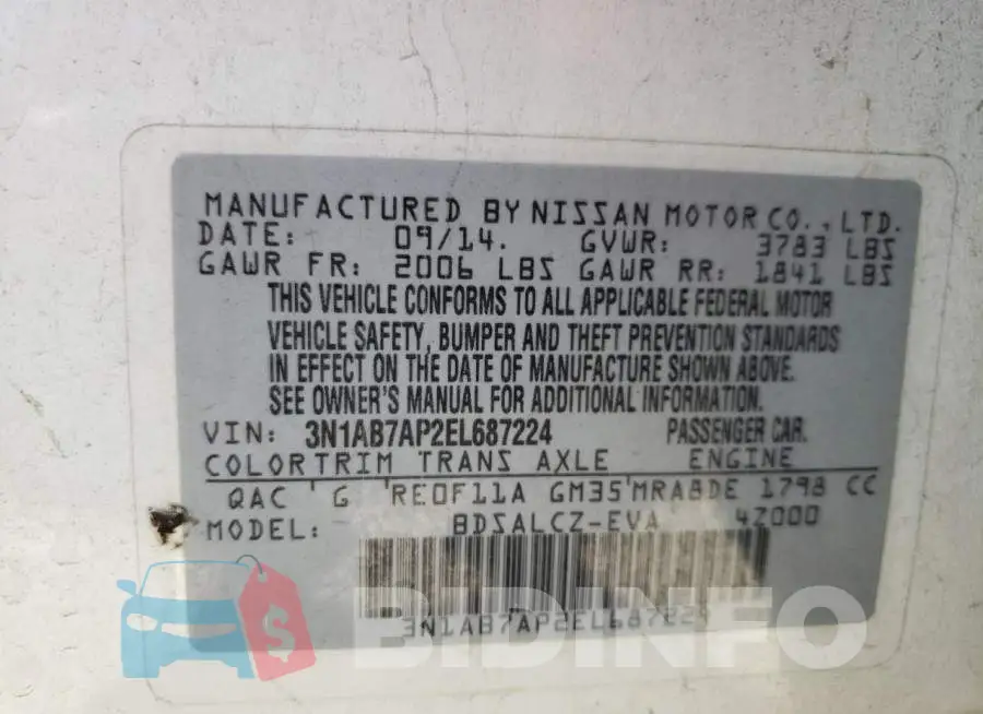 3N1AB7AP2EL687224 Photo# 12