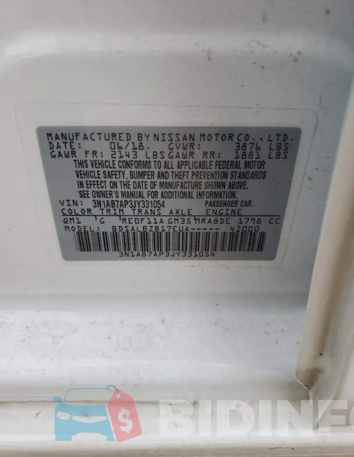 3N1AB7AP3JY331054 Photo# 12