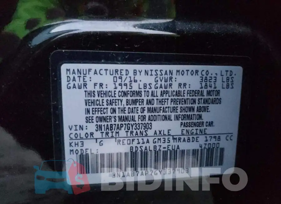 3N1AB7AP7GY337903 Photo# 12