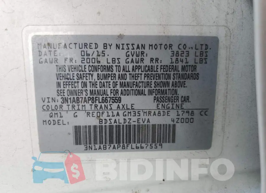 3N1AB7AP8FL667559 Photo# 12