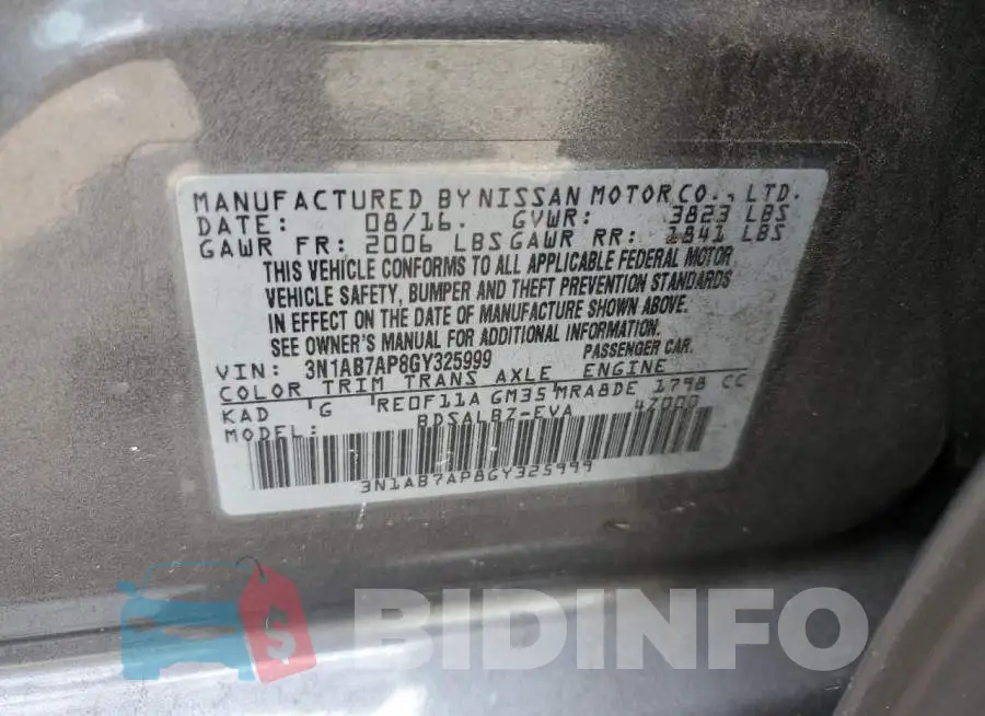 3N1AB7AP8GY325999 Photo# 12