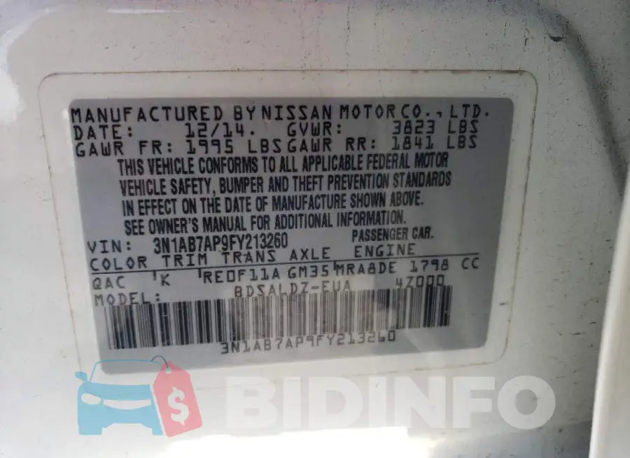 3N1AB7AP9FY213260 Photo# 12