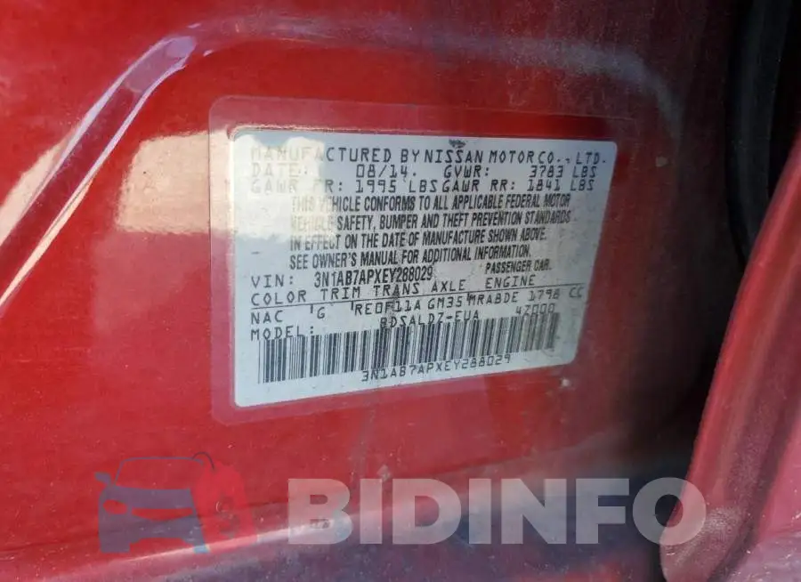 3N1AB7APXEY288029 Photo# 12