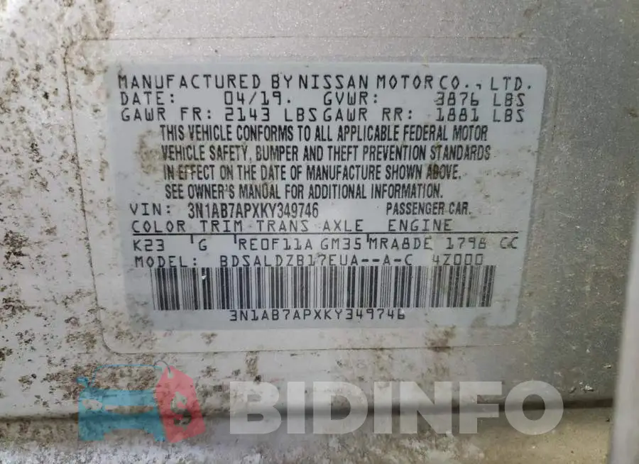 3N1AB7APXKY349746 Photo# 13