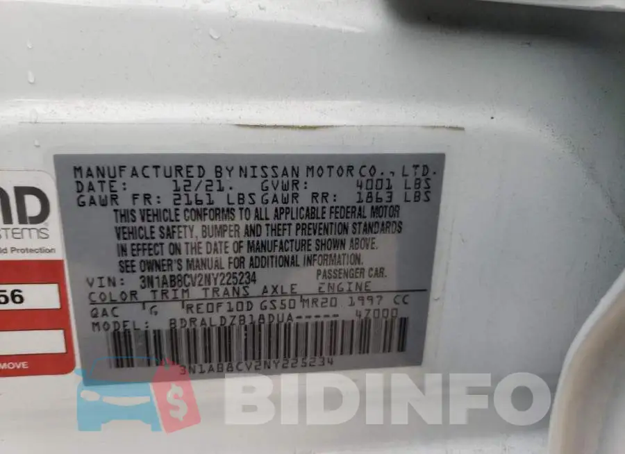 3N1AB8CV2NY225234 Photo# 12