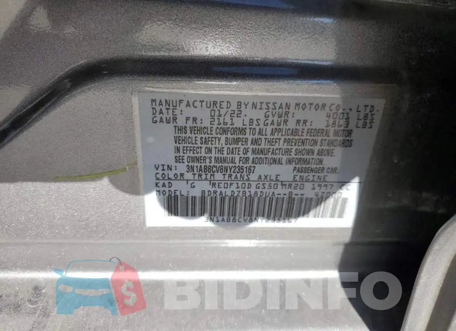 3N1AB8CV8NY235167 Photo# 12