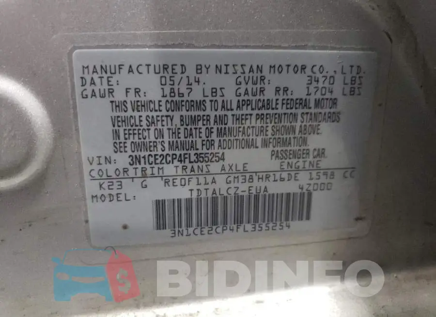 3N1CE2CP4FL355254 Photo# 12