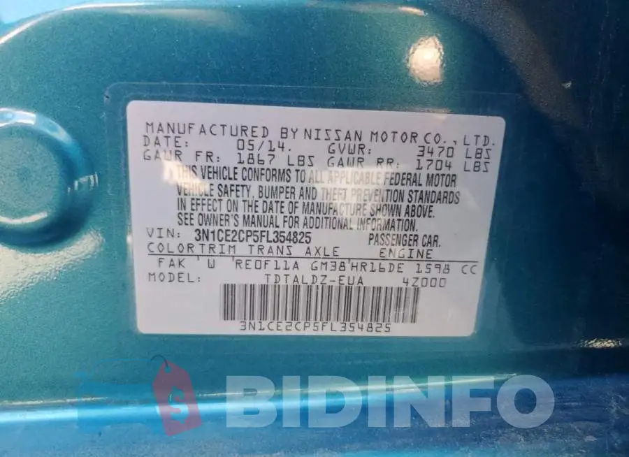 3N1CE2CP5FL354825 Photo# 12