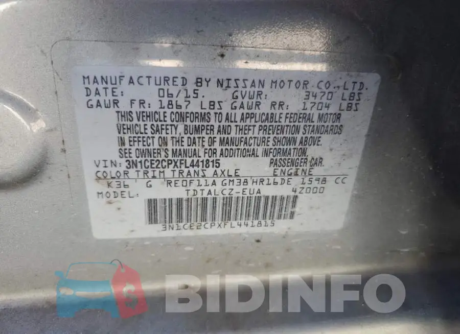 3N1CE2CPXFL441815 Photo# 12