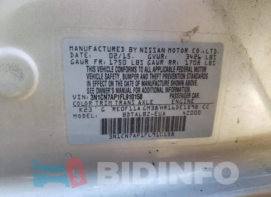 3N1CN7AP1FL910158 Photo# 12