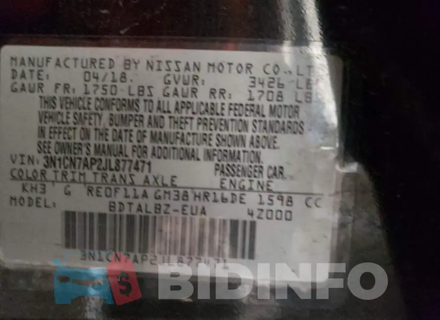 3N1CN7AP2JL877471 Photo# 13