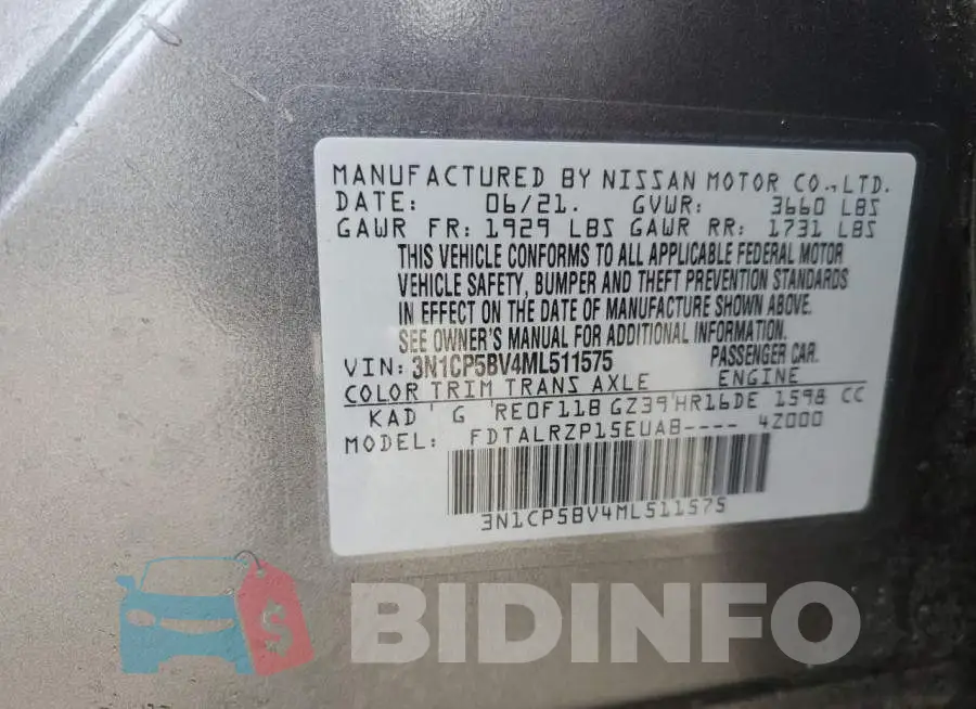 3N1CP5BV4ML511575 Photo# 12