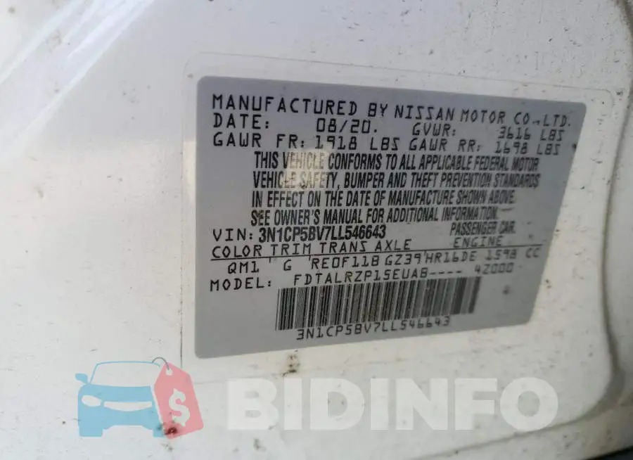 3N1CP5BV7LL546643 Photo# 12