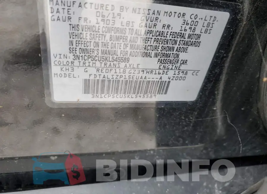 3N1CP5CU5KL545589 Photo# 12