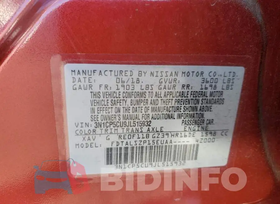 3N1CP5CU9JL515932 Photo# 14