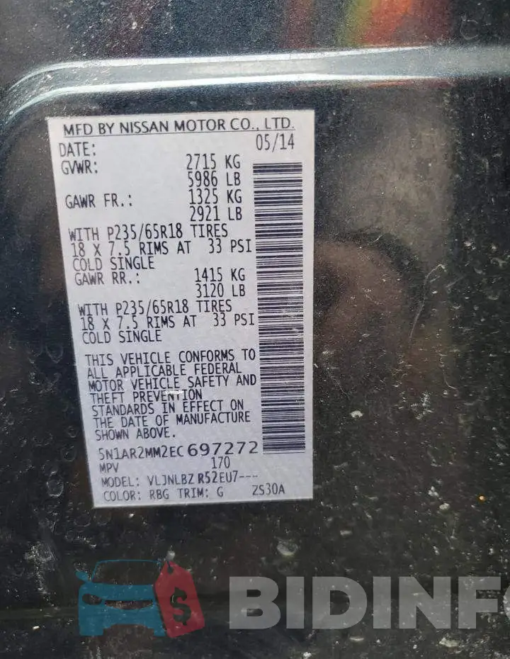 5N1AR2MM2EC697272 Photo# 12