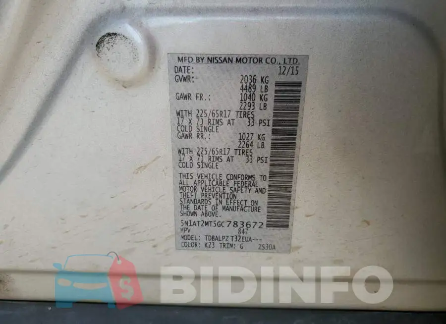 5N1AT2MT5GC783672 Photo# 13