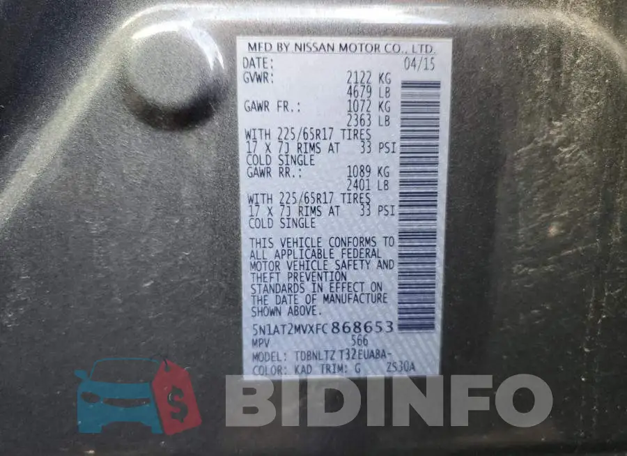 5N1AT2MVXFC868653 Photo# 13
