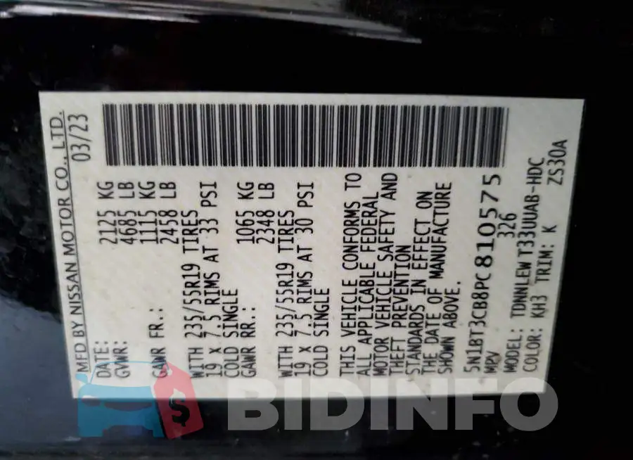 5N1BT3CB8PC810575 Photo# 14